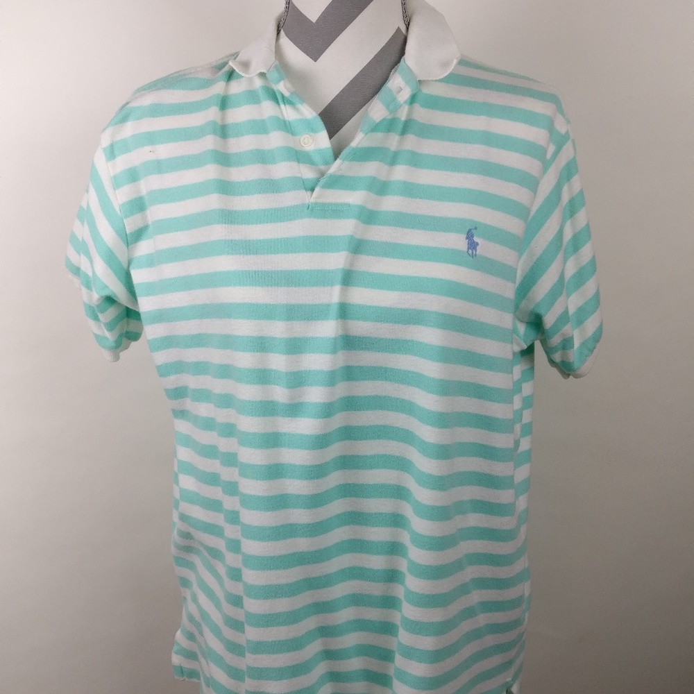 Men's VINTAGE Stripped Green and White POLO